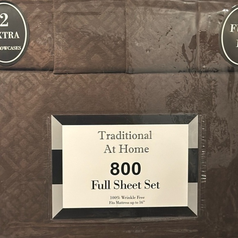 Traditional At Home 6pc Full Sheet Set Dark Chocolate  Diamond embossed